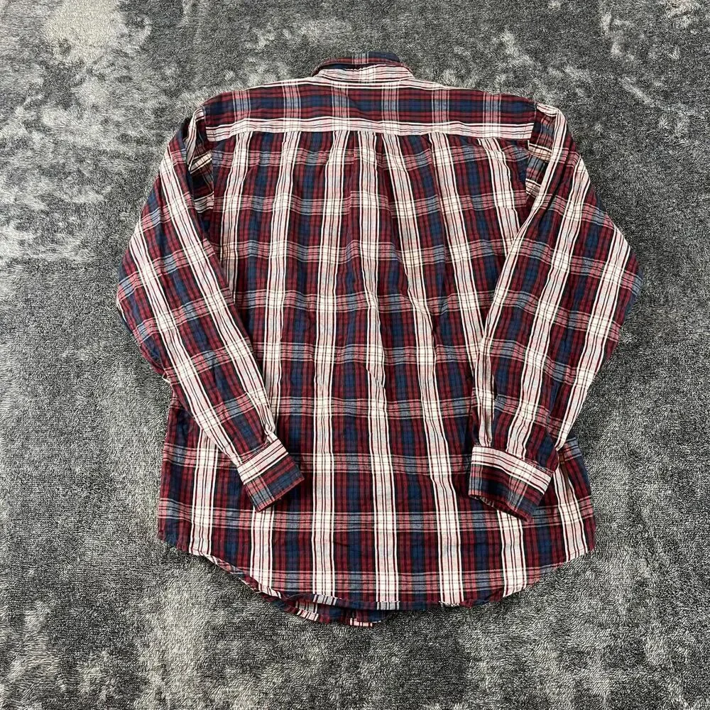 Ralph Lauren Button Up Boys L Long Sleeve Plaid Red Blue Pony Cotton